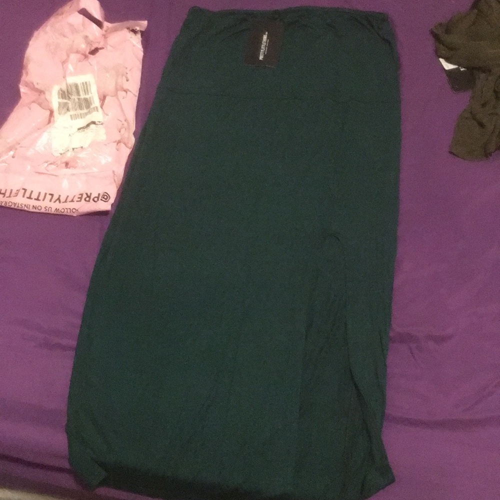Emerald green high split dress